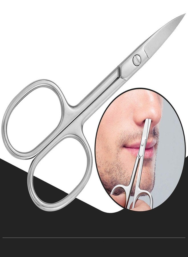 Ghelonadi Stainless Steel Grooming Scissors Small Curved & Rounded Tip Nose Hair Clipper, Eyebrow Scissor Mustache Trimming (Pack of 2) - Image 3